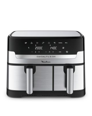 Freidora de aire Moulinex Dual Easy Fry & Grill Inox 8,3 Litros (5,2L + 3,1L) 8 programas - EZ905D20