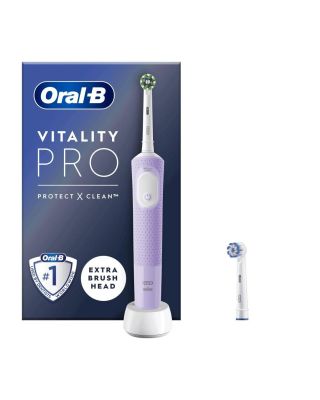 Oral-B Vitality Pro Cepillo Eléctrico Morado, Con 2 Cabezales, Diseñado Por Braun