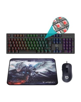 Hiditec Teclado Mecánico GK400 + Ratón Gaming Blitz + Alfombrilla T-Fenix