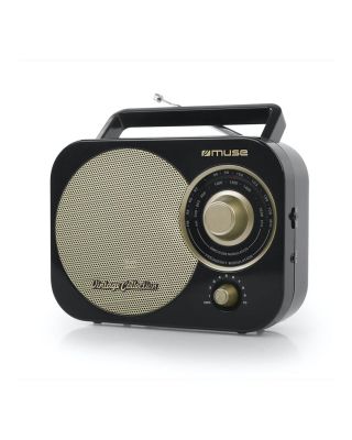 Radio retro portátil Muse M-055 RB negra y dorada