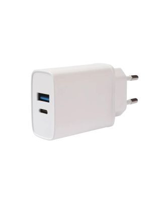 Cargador Pared Dual USB A/USB C 20W Blanco