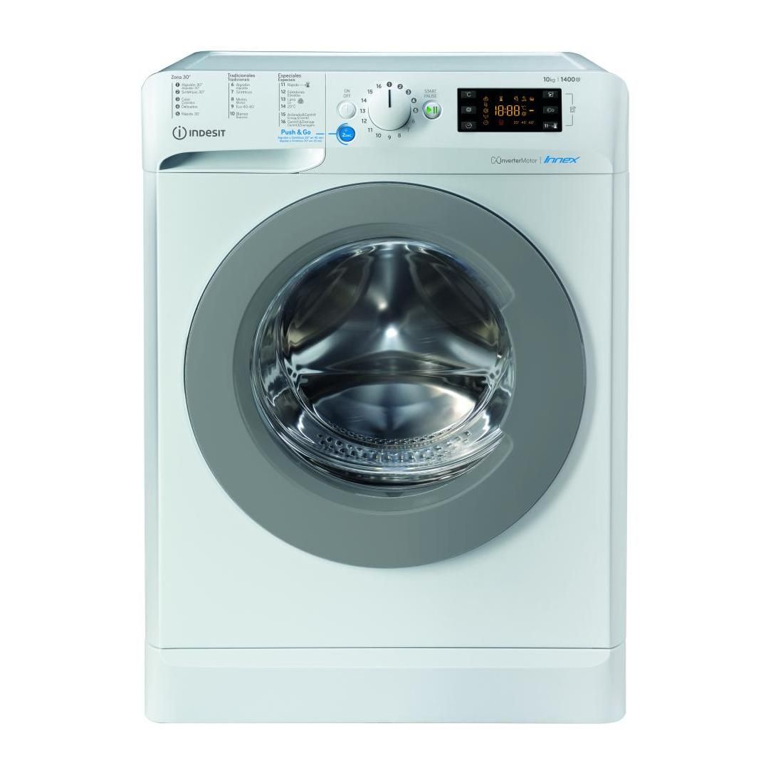 Lavadora Indesit Carga Frontal 10 kg Clase C 1400 rpm BWE 101484X WS SPT N
